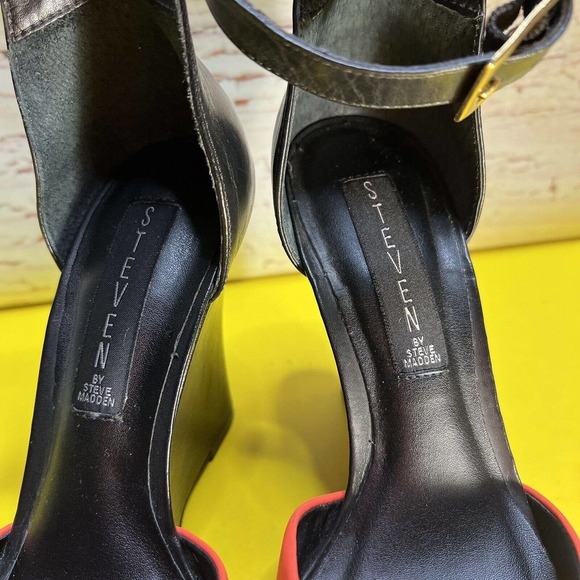 Steve‎ Madden SERISSA Wedge Heel Sandals Shoe Size 5.5 M Ankle Strap Color Block - Picture 11 of 15